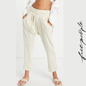 Free People Tie Waist Drop Crotch Harem Pants in Sun Bleached Combo, XS